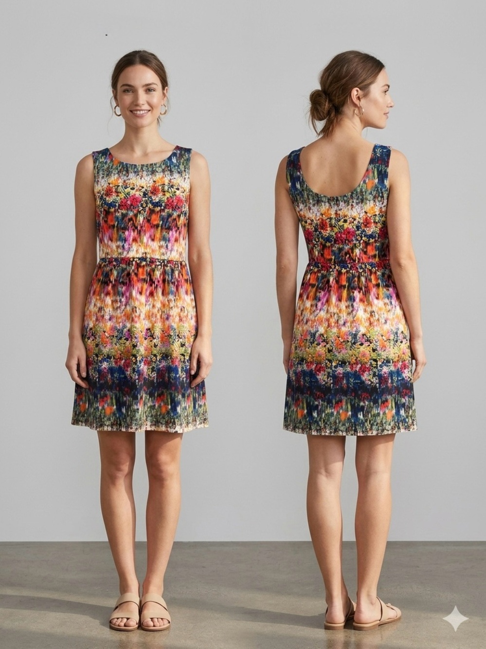 Cynthia Rowley Multicolor Floral Scoop-Neck Mini Dress